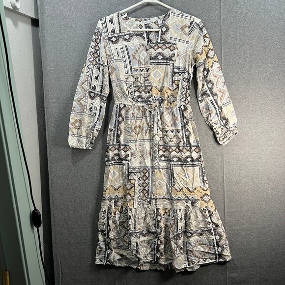 Canyon Retreat Mesa Woven Regular Printed Tiered Midi Dres Neutral.XX-Small - Picture 1 of 14